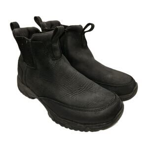 LL Bean Men's Newington SlipOn Black Leather Boots, Waterproof, Insulated Sz 8.5